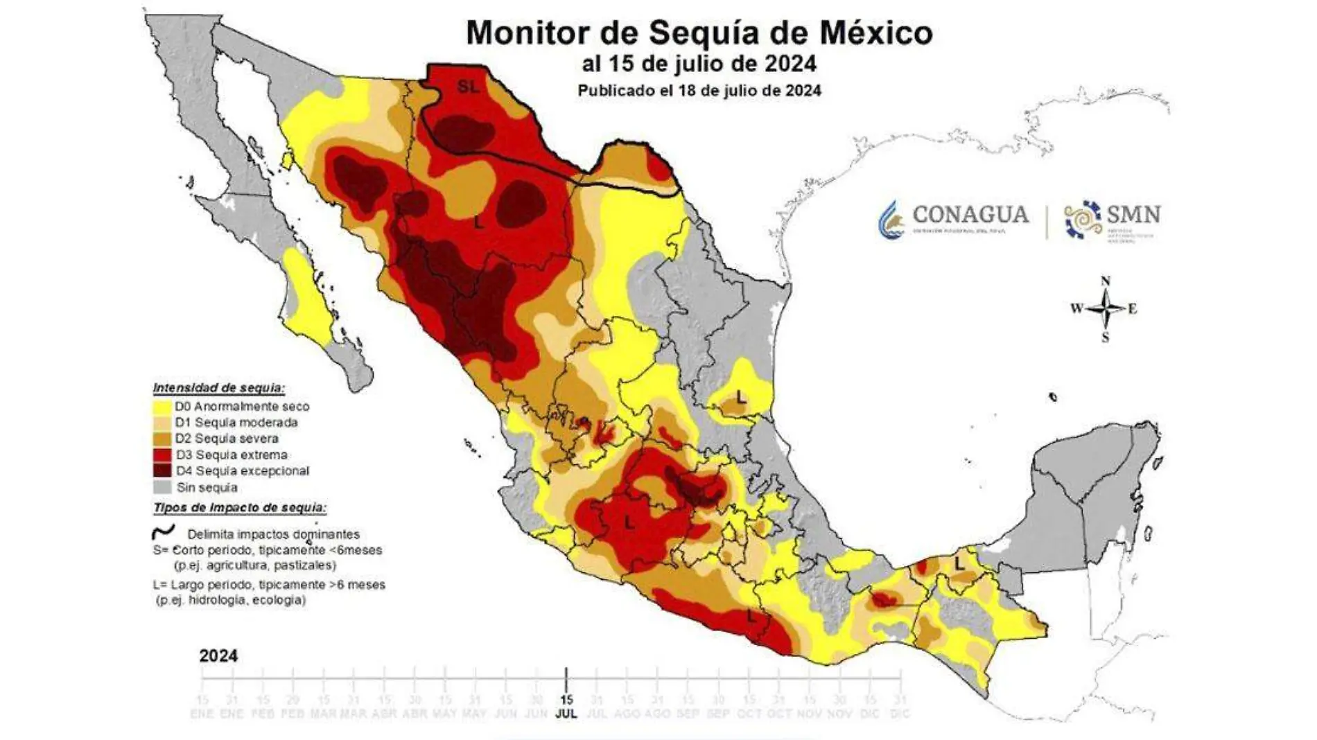 Mapa de sequía en México